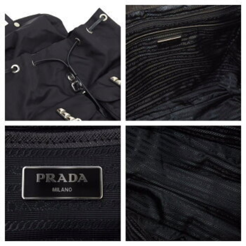 Prada Stud Nylon Backpack Triangular Plate Leather - image 6